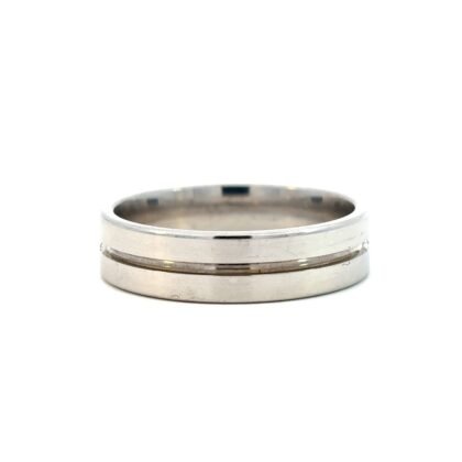 9K White Gold Grooved Wedding Ring