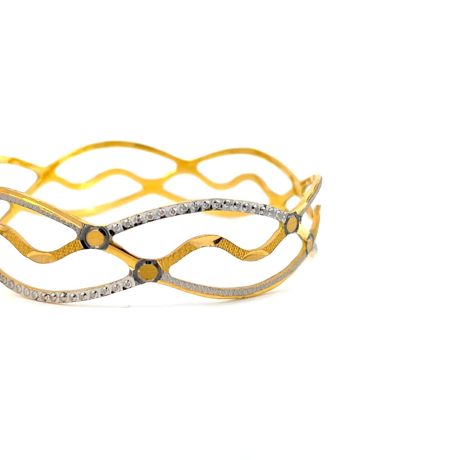 22K 2 Tone Yellow Gold Bangle - Image 2
