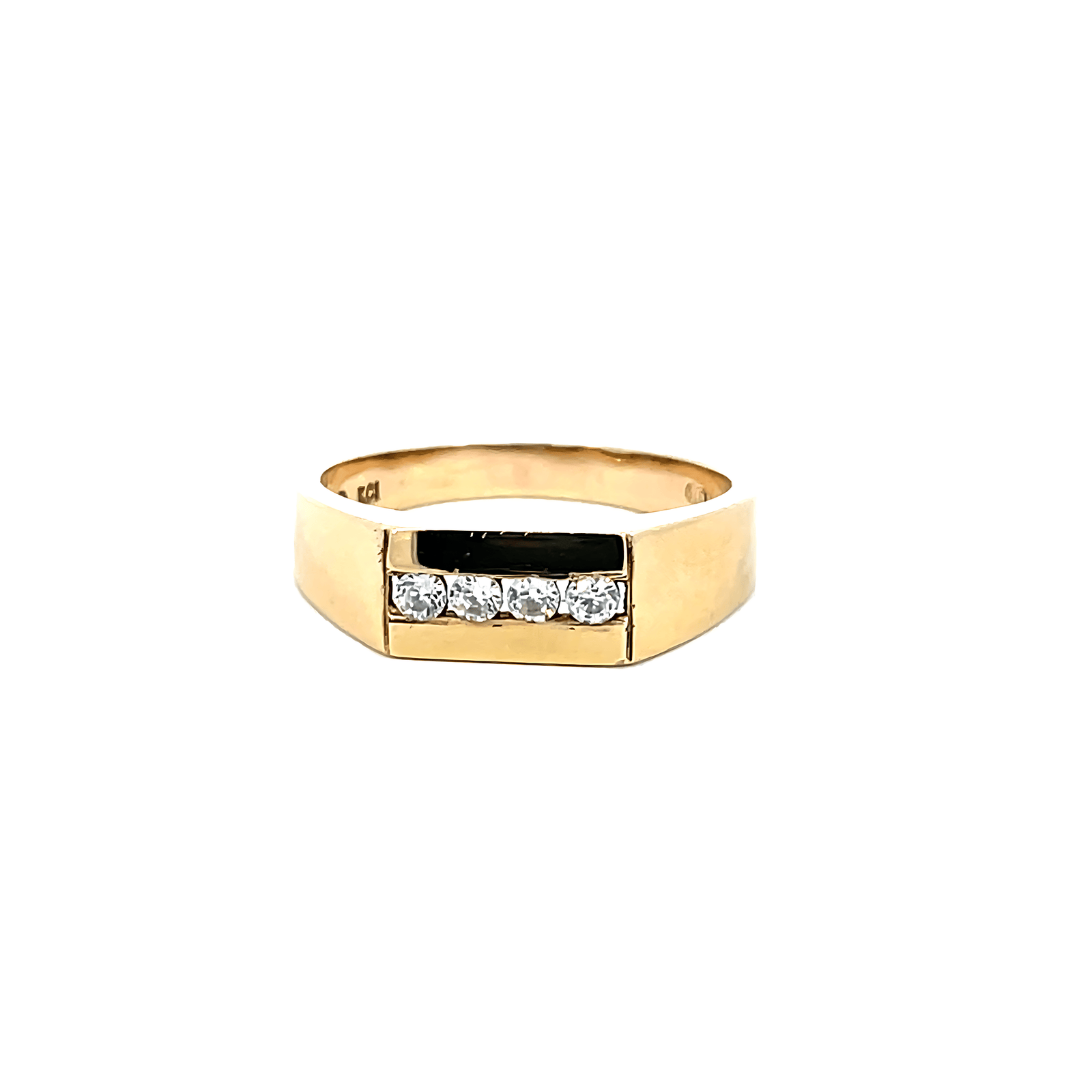 9K Yellow Gold Men’s Cubic Zirconia Signet Ring