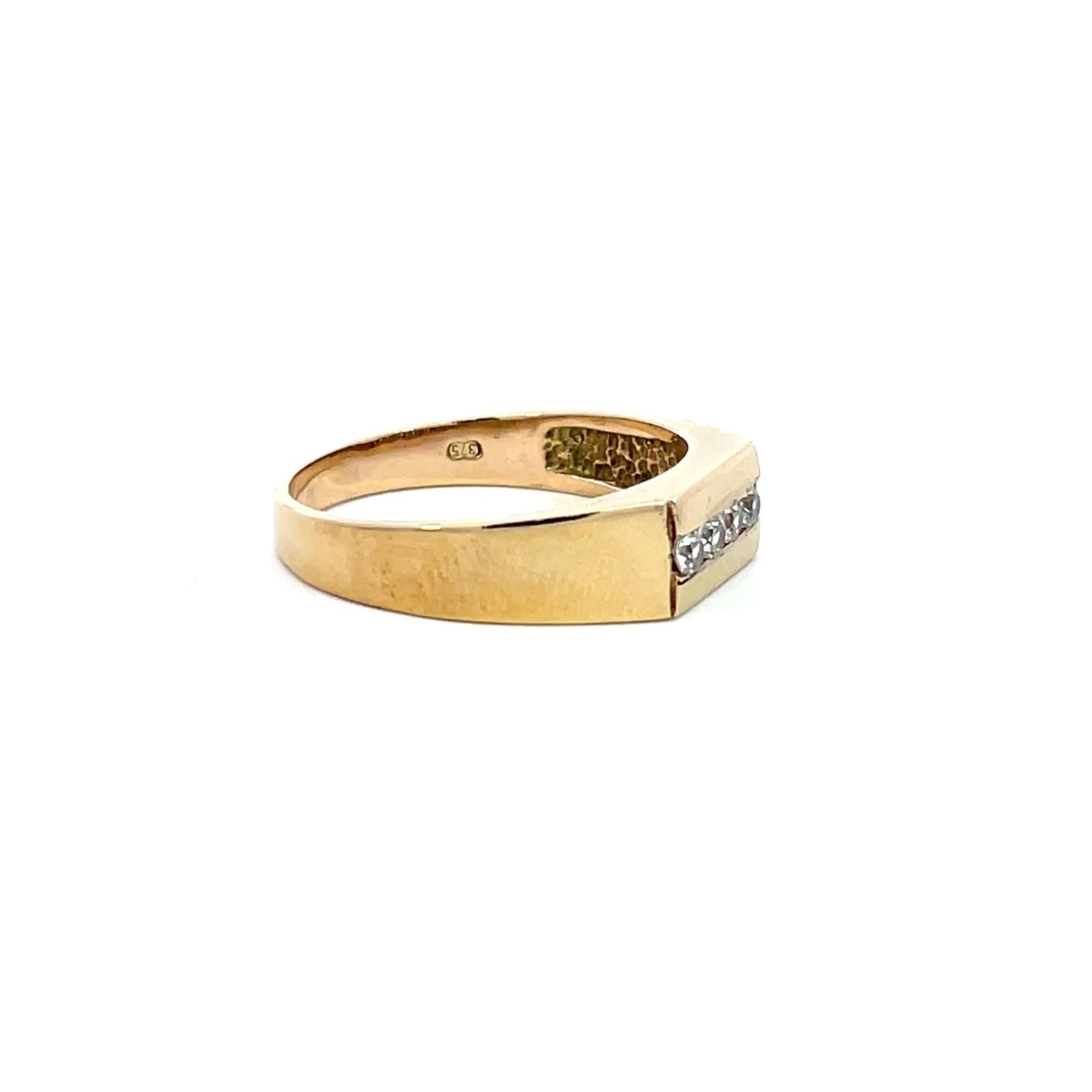 9K Yellow Gold Men’s Cubic Zirconia Signet Ring - Image 2