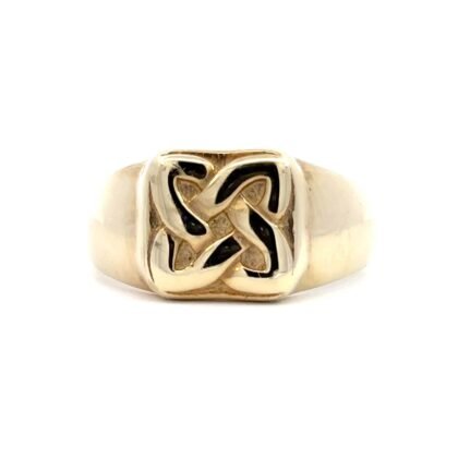 9K Yellow Gold Solid Ring with Celtic Knot