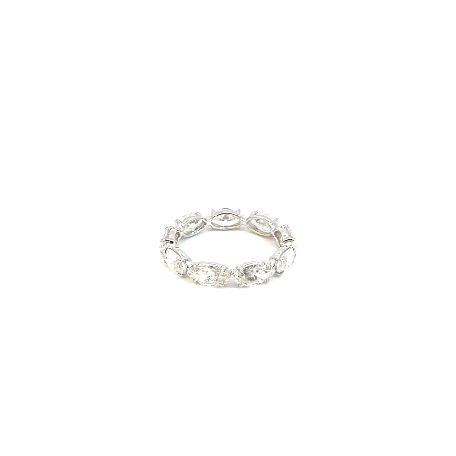 18K White Gold Ring with 9 Lab Grown Marquise Diamonds TDW 3.18ct - Image 3