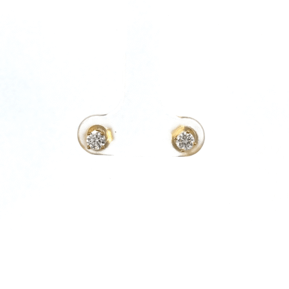 9K Yellow Gold Stud Earrings with 2 Round Lab Grown Diamonds TDW 0.34 Carat