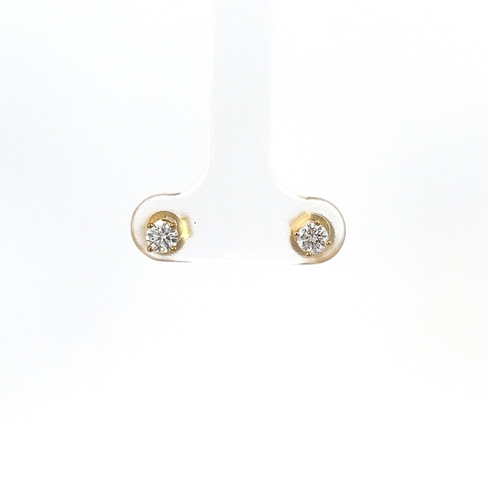 9K Yellow Gold Stud Earrings with 2 Round Lab Grown Diamonds TDW 0.34 Carat - Image 2