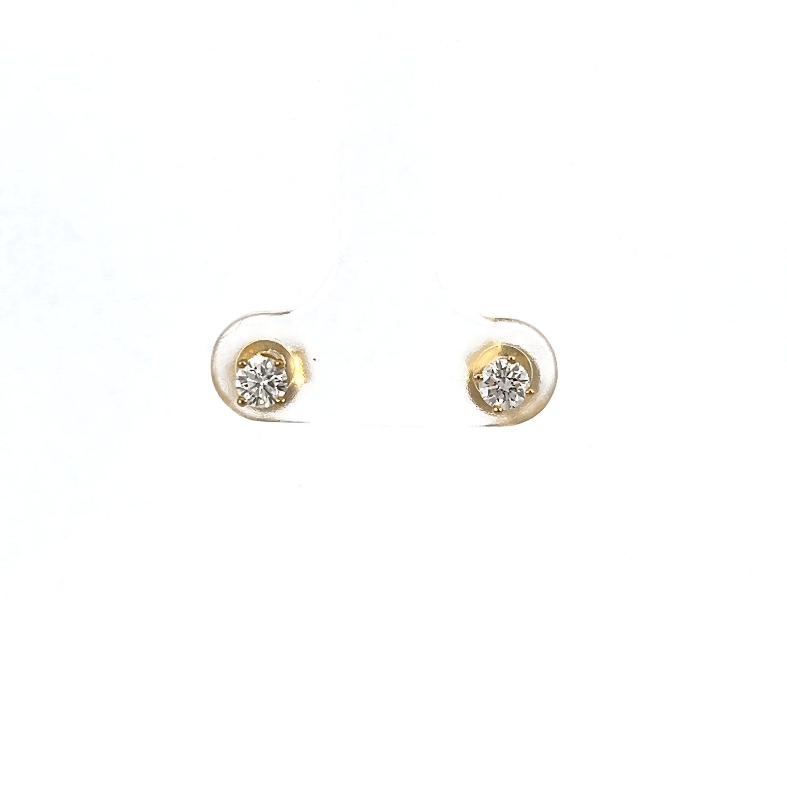 9K Yellow Gold Stud Earrings with 2 Round Lab Grown Diamonds TDW 0.34 Carat