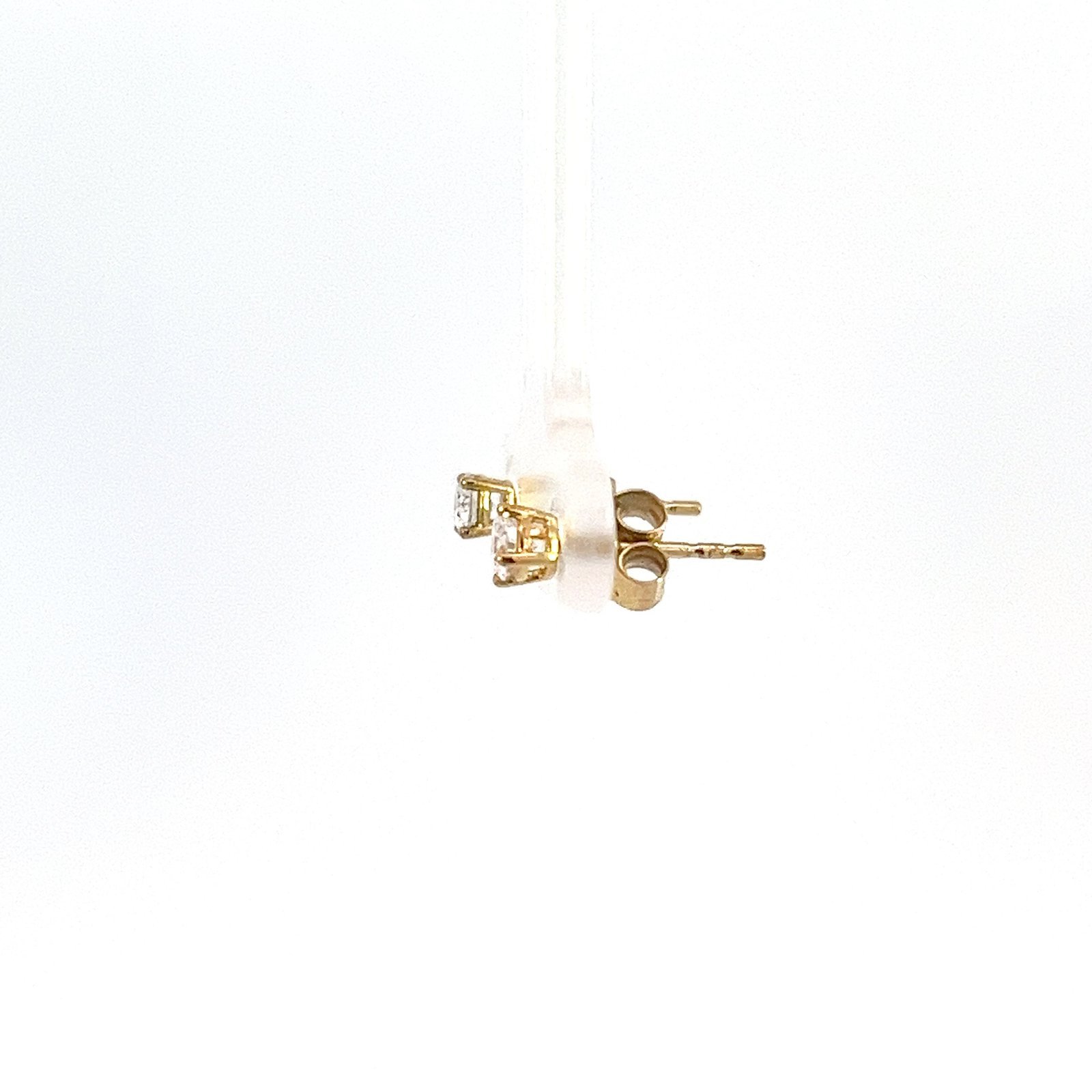 9K Yellow Gold Stud Earrings with 2 Round Lab Grown Diamonds TDW 0.34 Carat - Image 4