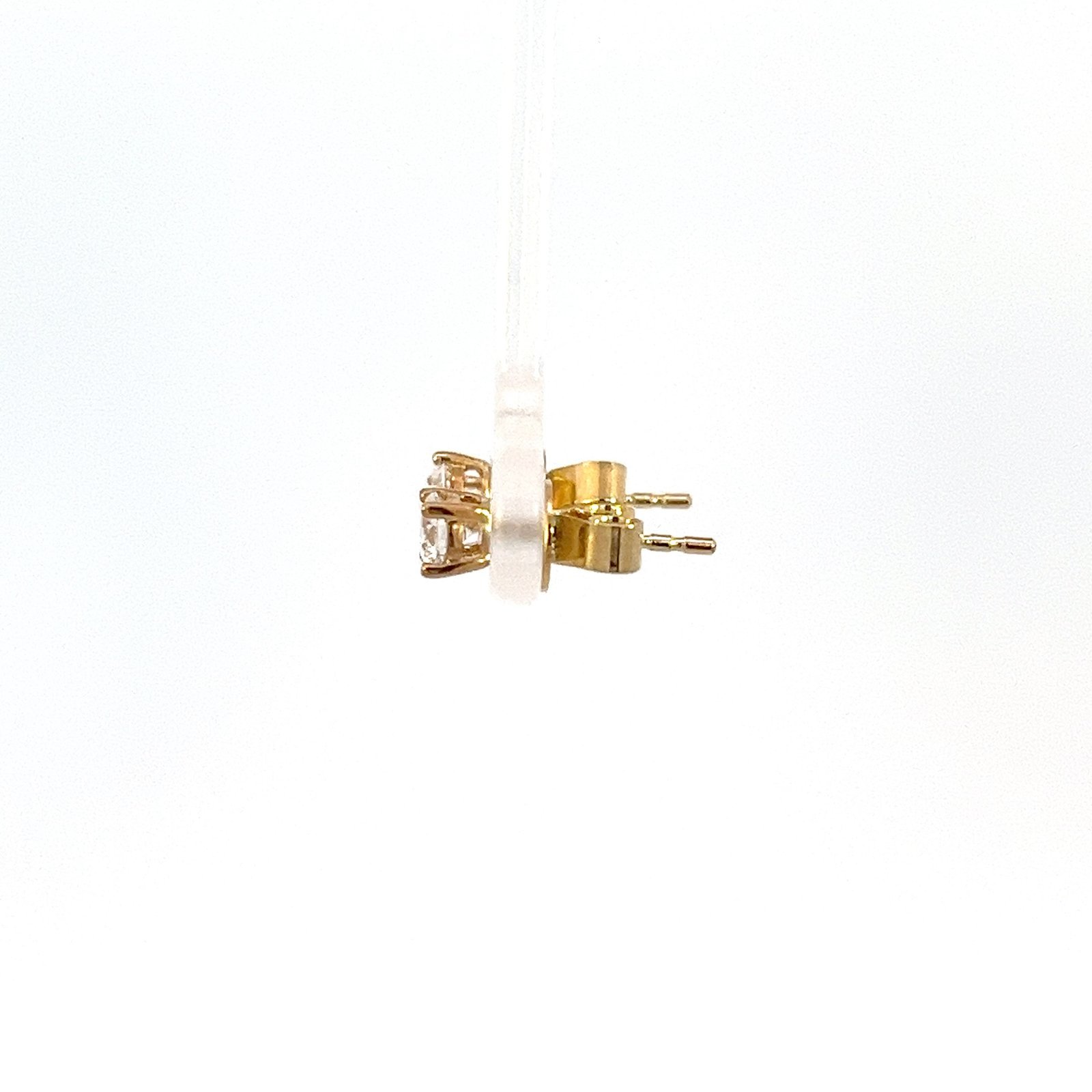 9K Yellow Gold Stud Earrings with 2 Round Lab Grown Diamonds TDW 0.48 Carat - Image 3