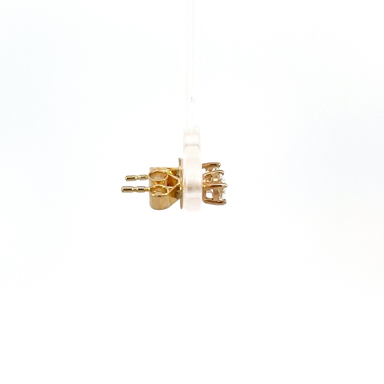 9K Yellow Gold Stud Earrings with 2 Round Lab Grown Diamonds TDW 0.48 Carat - Image 4