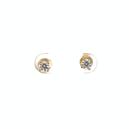 9K Yellow Gold Stud Earrings with 2 Round Lab Grown Diamonds TDW 0.51 Carat