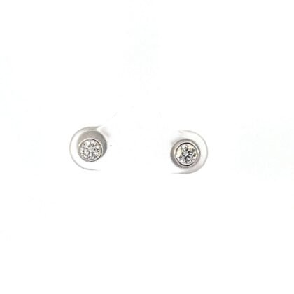 9K White Gold Stud Earrings with 2 Round Diamonds TDW 0.33 Carat