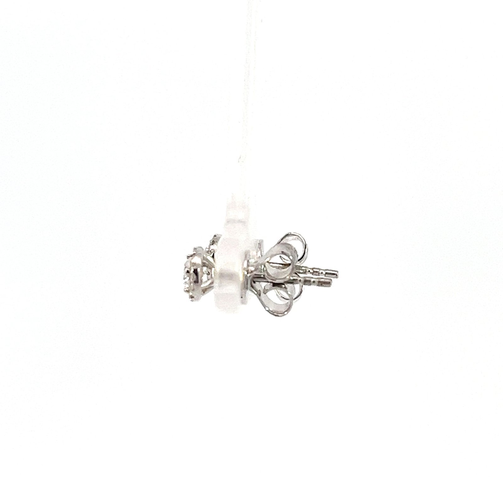 9K White Gold Halo Stud Earrings with 30 Round Lab Grown Diamonds TDW 0.40 Carat - Image 2