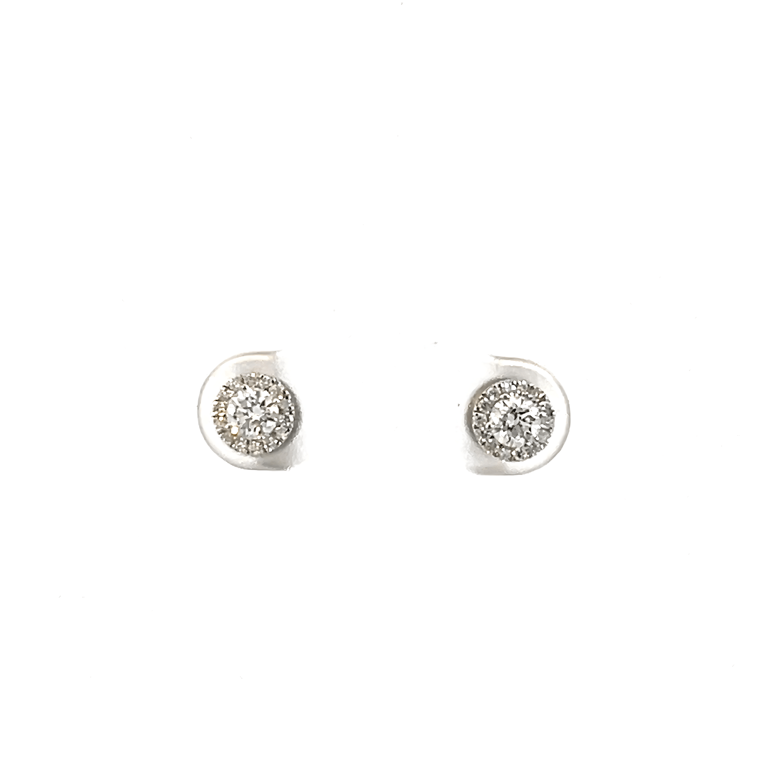 9K White Gold Halo Stud Earrings with 30 Round Lab Grown Diamonds TDW 0.40 Carat