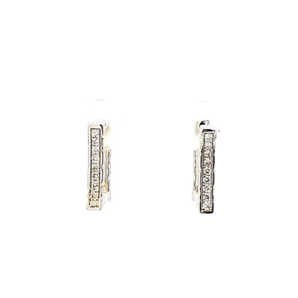 9K White Gold Earrings with 18 Round Lab Grown Diamonds TDW 0.15 Carat