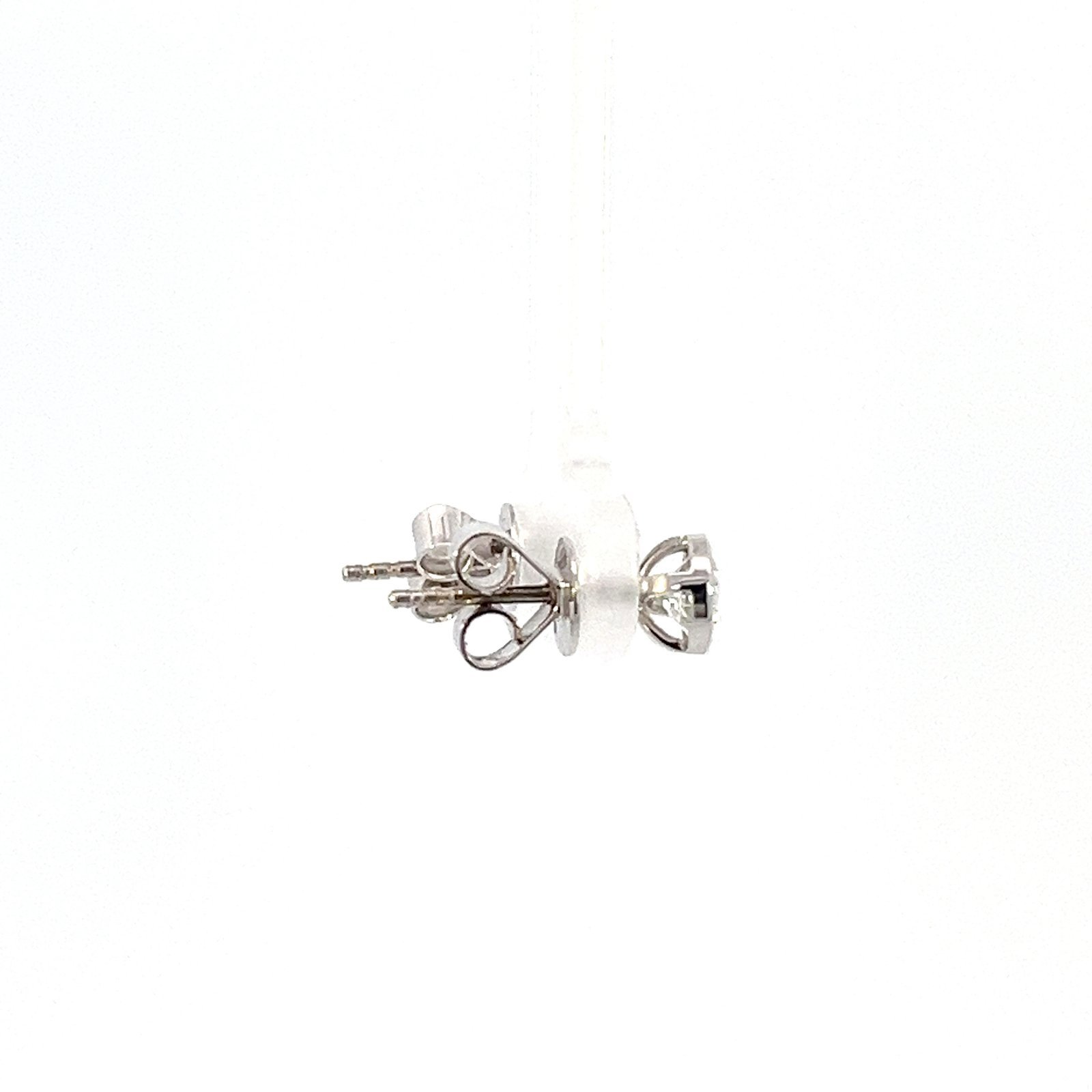 14K White Gold Stud Earrings with 2 Round Lab Grown Diamonds TDW 0.76 Carat - Image 4
