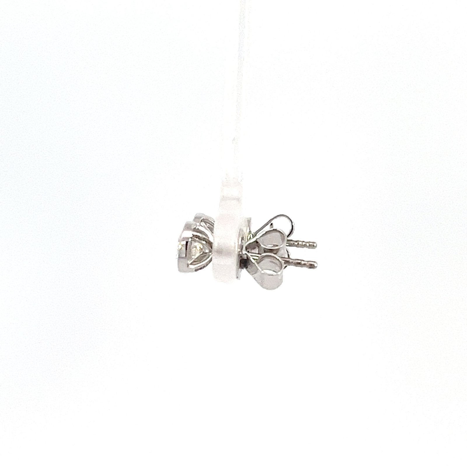 14K White Gold Stud Earrings with 2 Round Lab Grown Diamonds TDW 0.76 Carat - Image 2