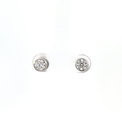 14K White Gold Stud Earrings with 2 Round Lab Grown Diamonds TDW 0.76 Carat