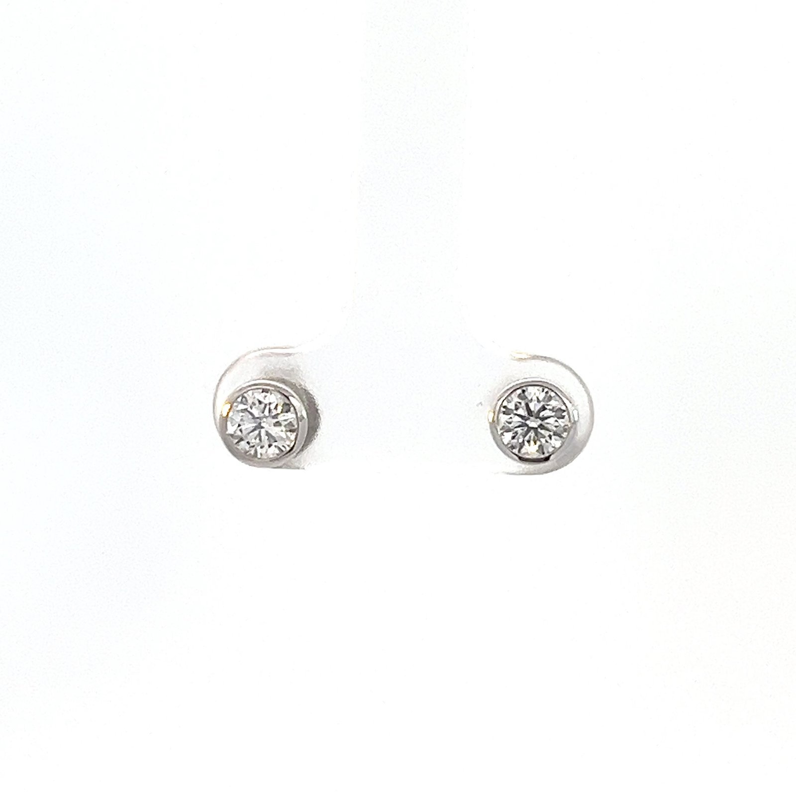 14K White Gold Stud Earrings with 2 Round Lab Grown Diamonds TDW 0.76 Carat