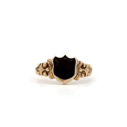 9k Yellow Gold Solid Shield Signet Ring