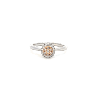 18K White and Rose Gold Ring with 7 Pink Round Diamonds TDW 0.08ct and 18 White Round Diamonds TDW 0.07ct