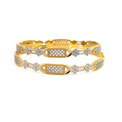 22K 2 Tone Gold Bangle