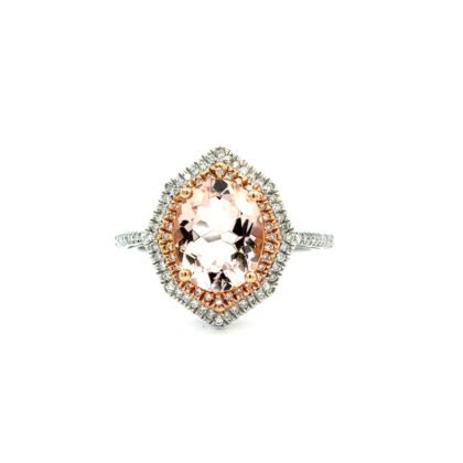 18K Rose Gold Ring with Morganite 2.18 Carat and 94 Diamonds TDW 0.28 Carat