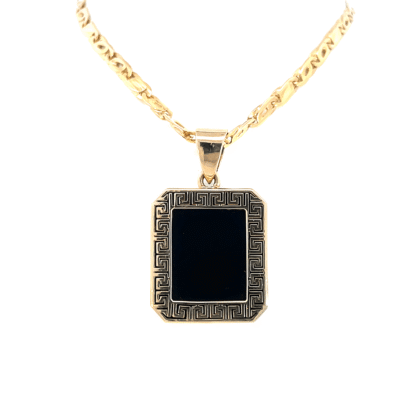 9KT Yellow Gold Onyx Pendant