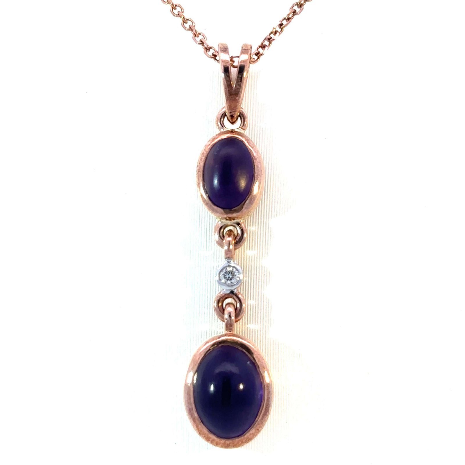 9K Rose Gold Pendant with Amethyst and Diamond - Image 2
