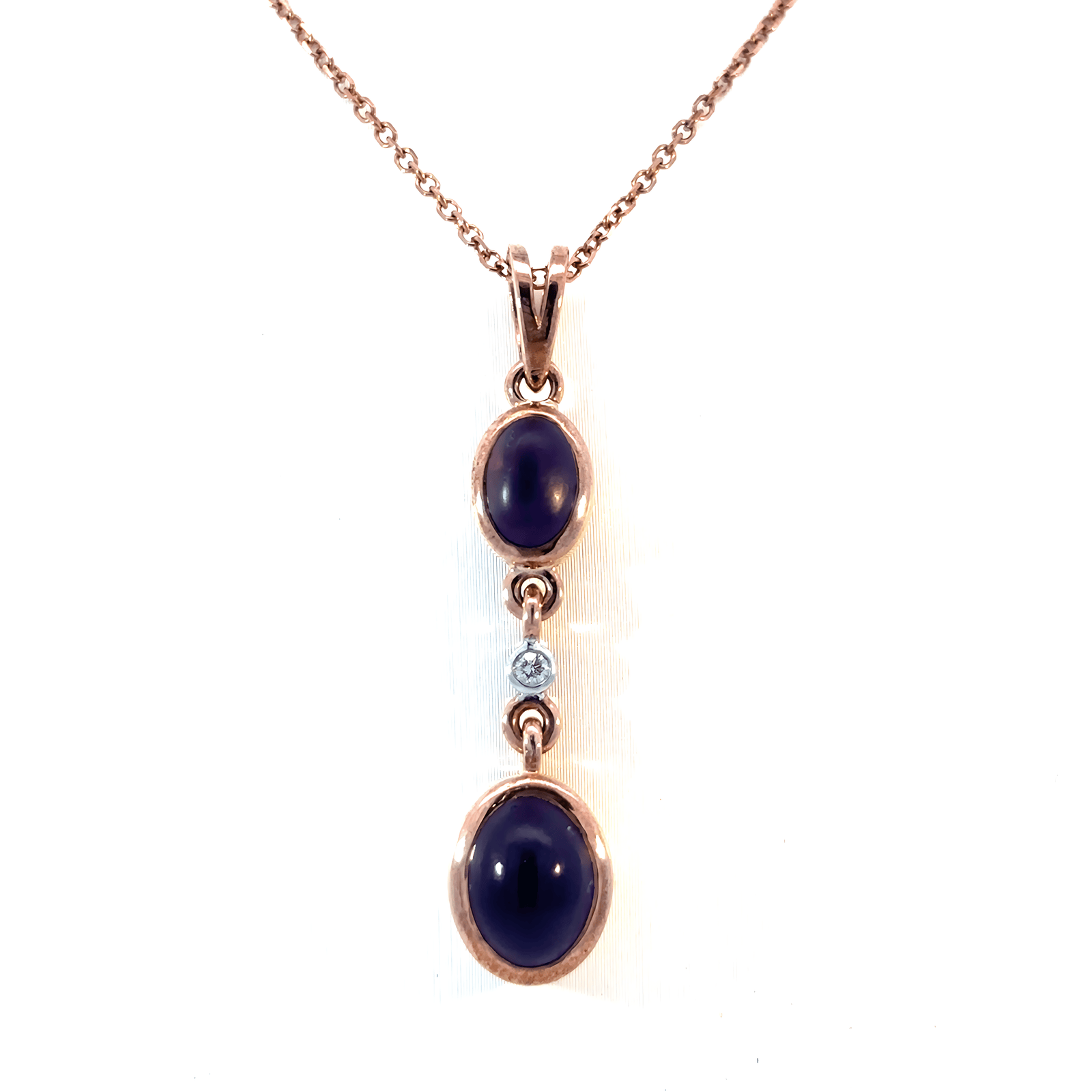 9K Rose Gold Pendant with Amethyst and Diamond
