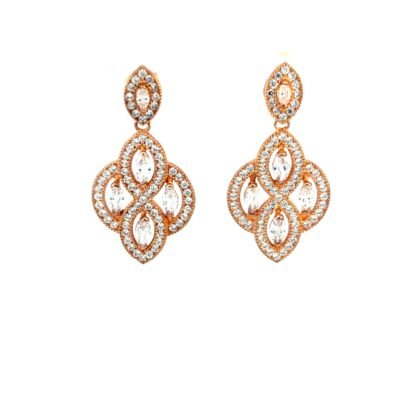 9K Rose Gold Zirconia Drop Earrings