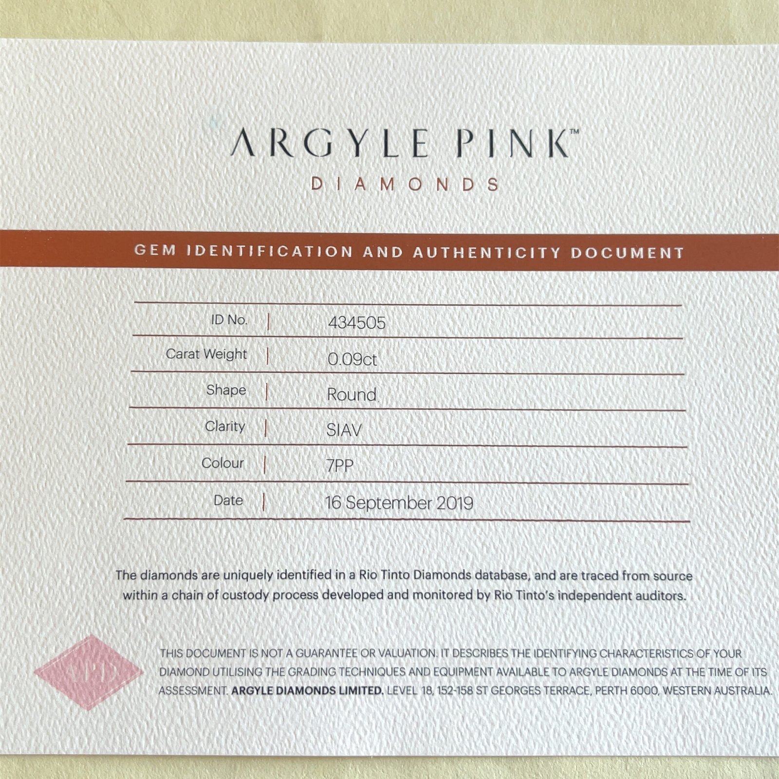 7PP 0.09ct Certified Loose Pink Diamond from WA - Image 2