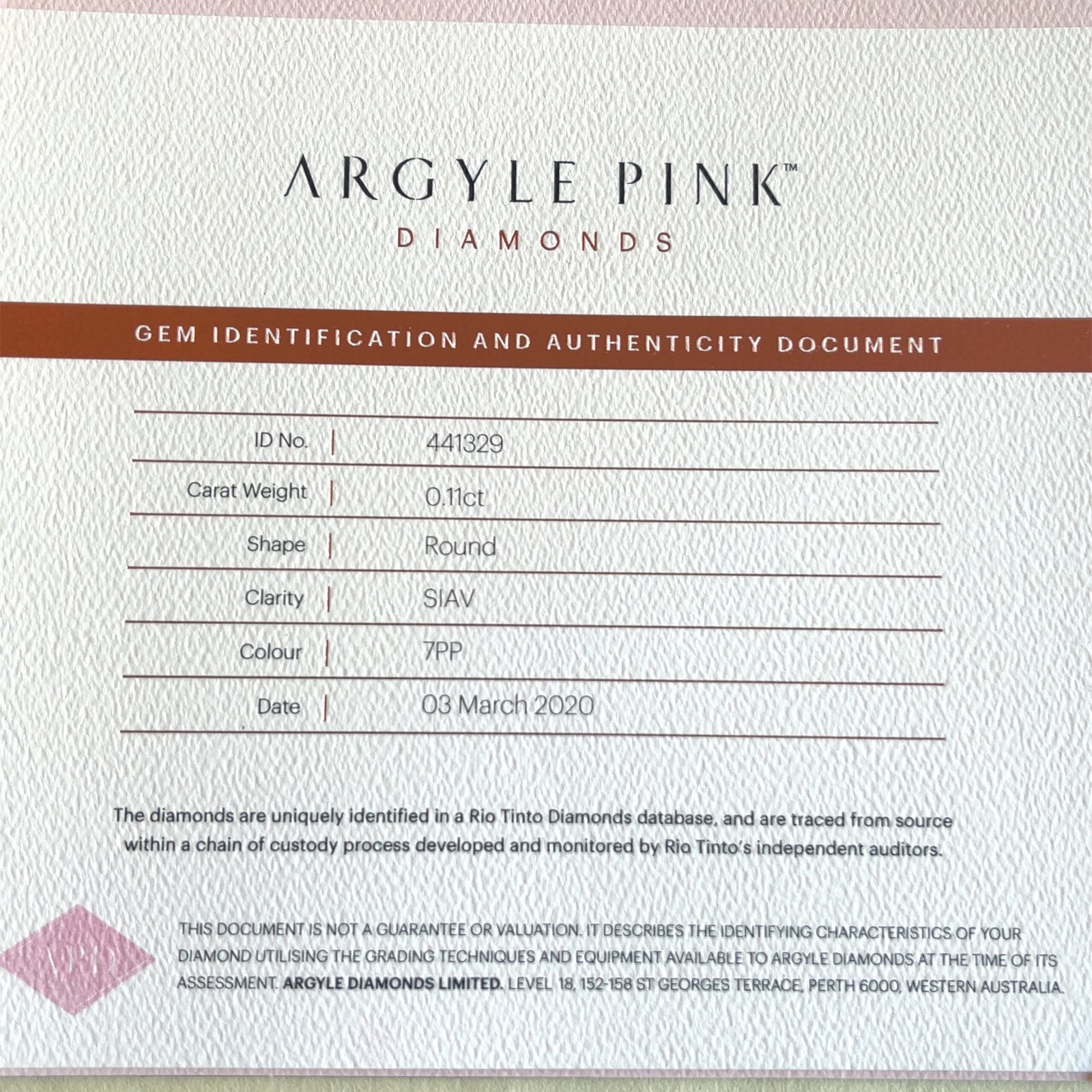 7PP 0.011ct Certified Loose Pink Diamond from WA - Image 2