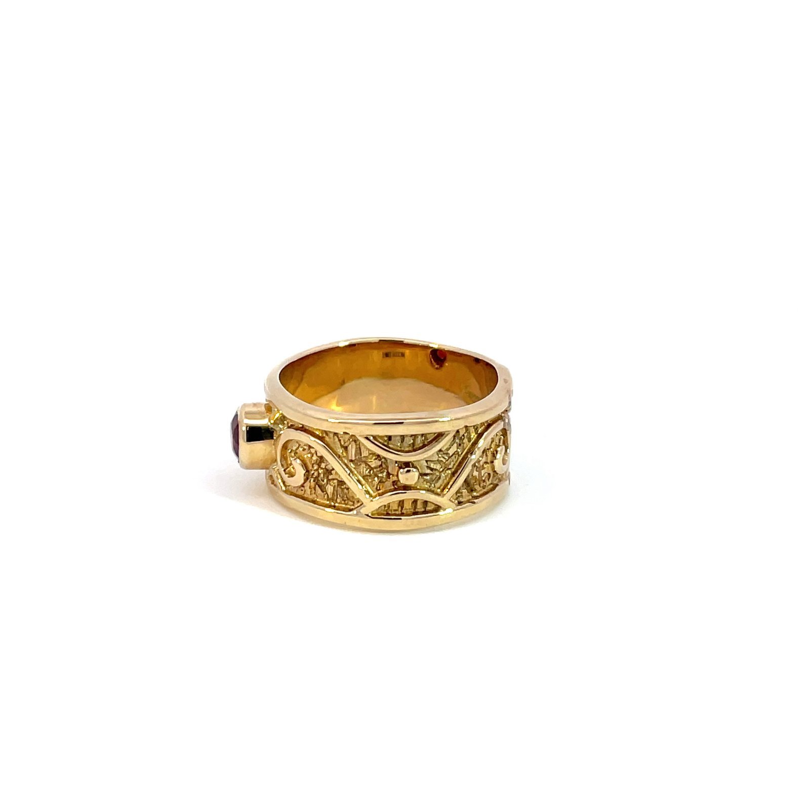 9K Yellow Gold Ring with Round Garnet 0.50 Carat - Image 3