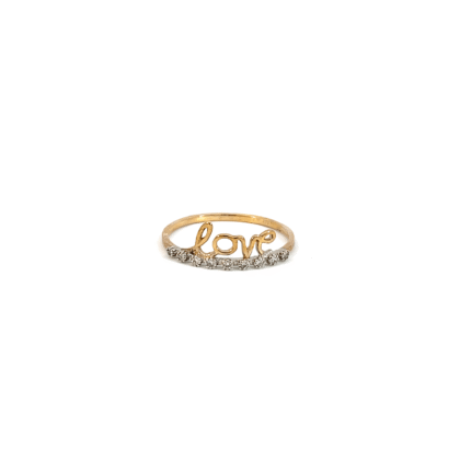 9K Yellow Gold Love Ring with 9 Diamonds TDW 0.07 Carat