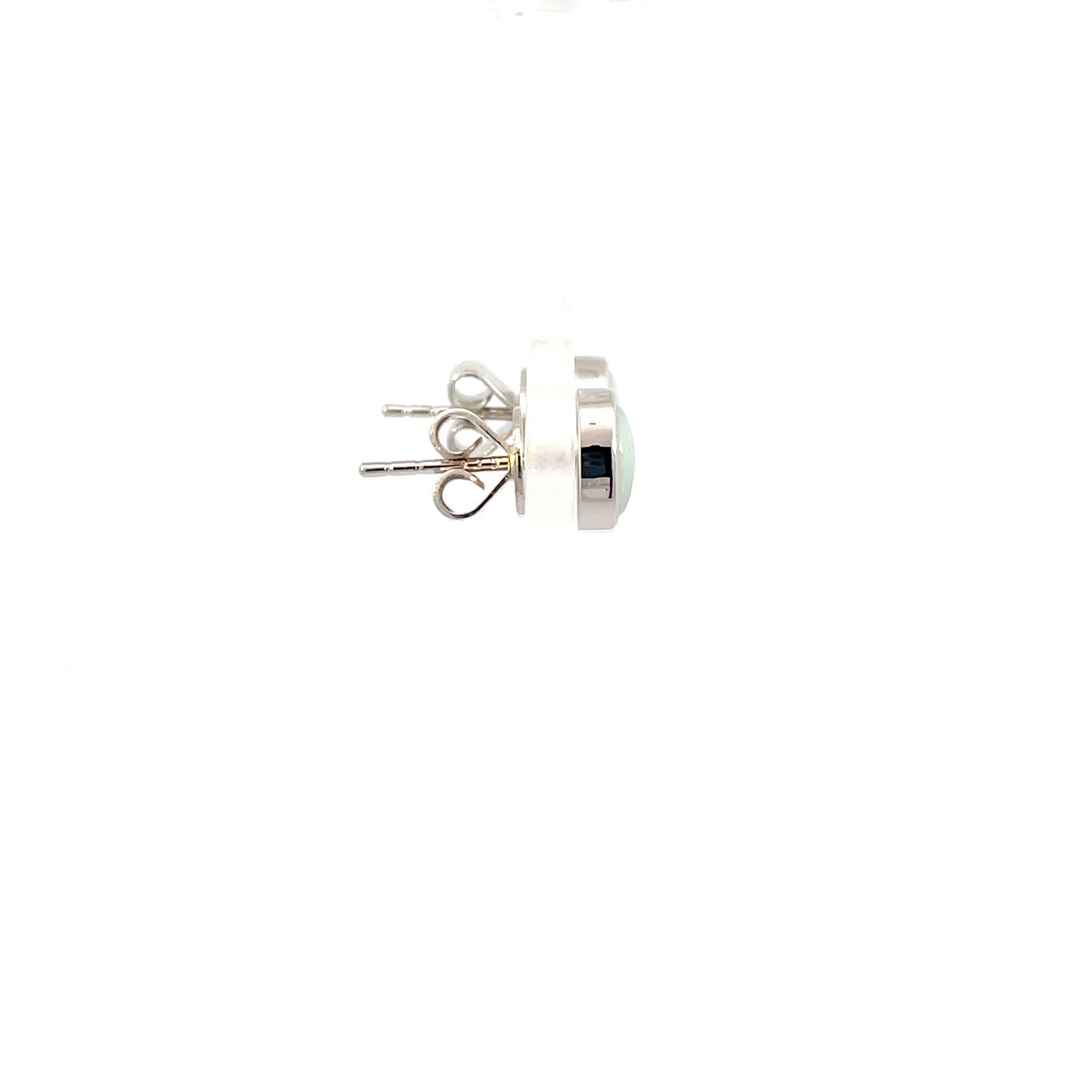 9K White Gold Stud Earrings with Solid Oval Opals - Image 2