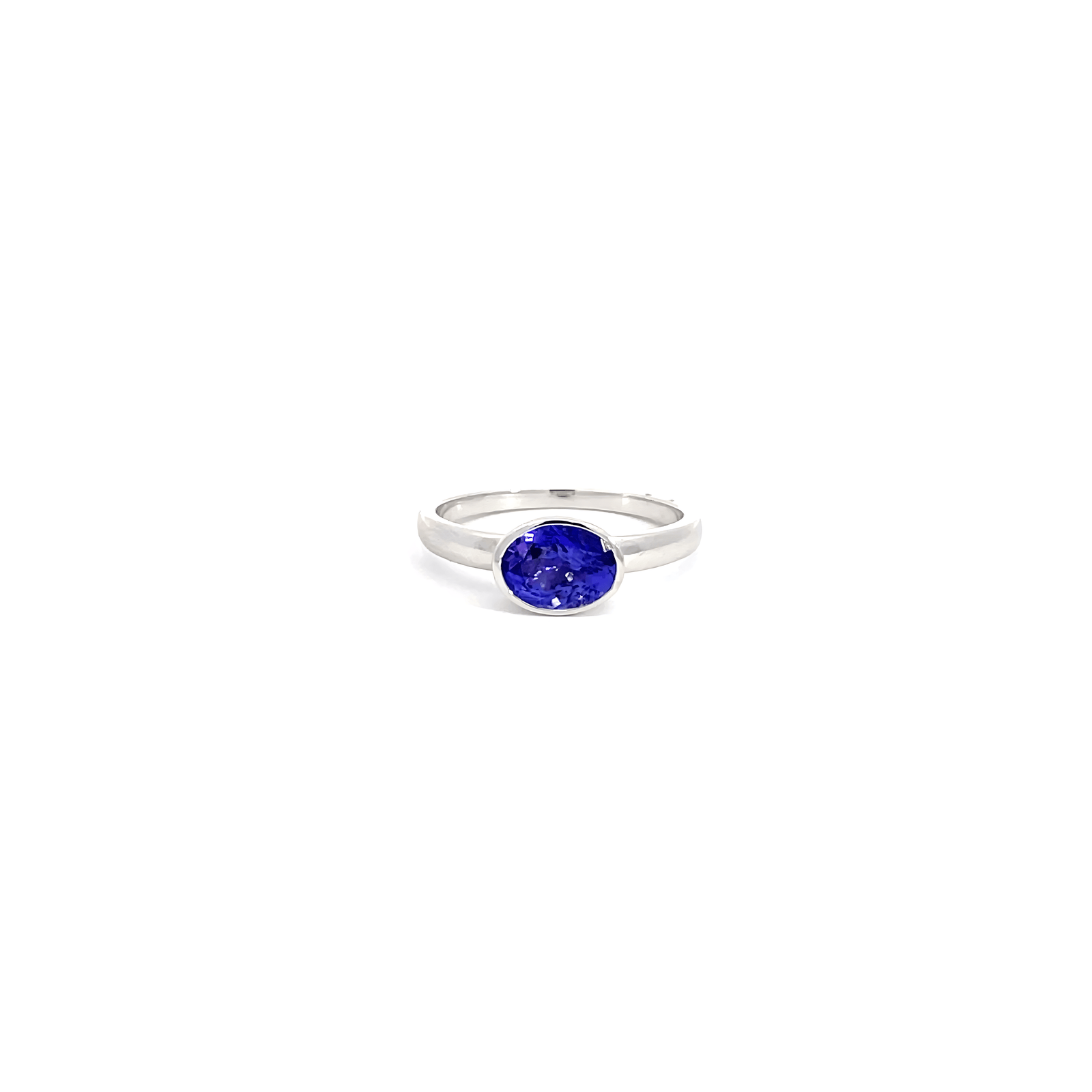 9K White Gold Ring with Oval Tanzanite 1.29 Carat