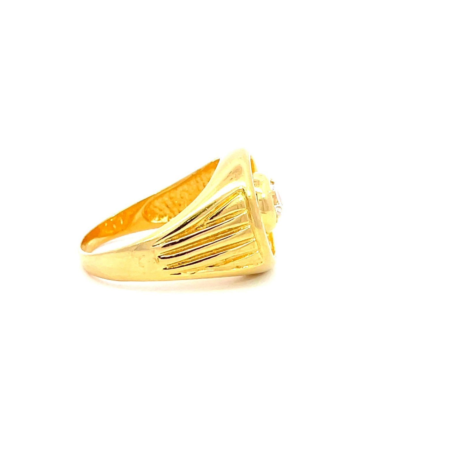 22K Yellow Gold Men’s Signet Ring with Cubic Zirconia (Ring size T) - Image 2
