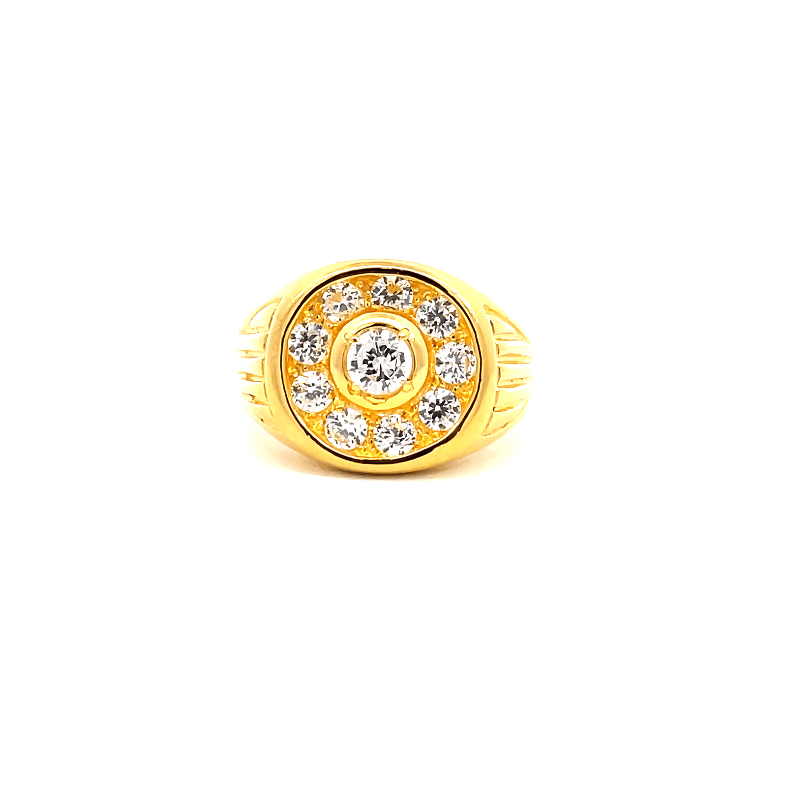 22K Yellow Gold Men’s Signet Ring with Cubic Zirconia (Ring size T)