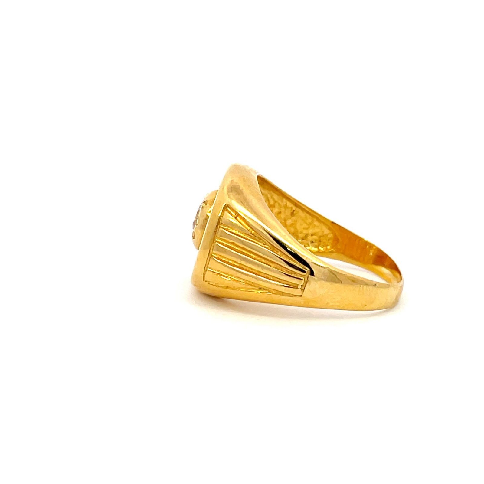 22K Yellow Gold Men’s Signet Ring with Cubic Zirconia (Ring size U.5) - Image 2