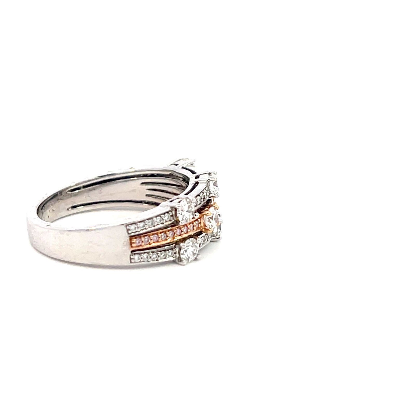 18K White and Rose Gold Ring with 23 Pink Round Diamonds TDW 0.06ct and 48 White Round Diamonds TDW 0.79ct - Image 3