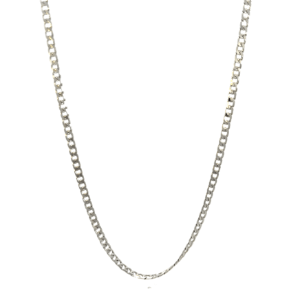 18 KT White Gold Curb Chain 48cm