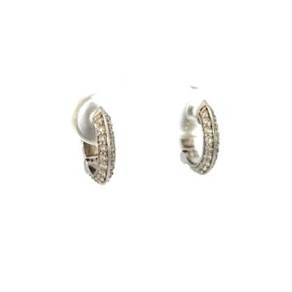 18K White Gold Huggie Earrings with 44 Round Lab Grown Diamonds TDW 0.44 Carat