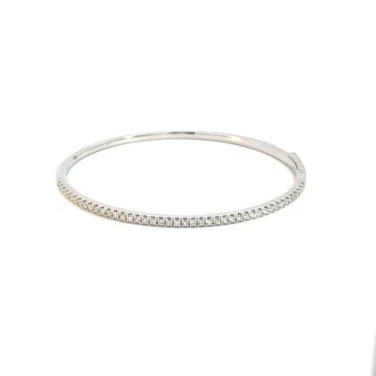 10K White Gold Bangle/Bracelet with 42 Round Lab Grown Diamonds TDW 0.73 Carats