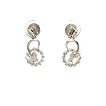 14K White Gold Drop Earrings with 24 Round Lab Grown Diamonds TDW 0.44 Carat