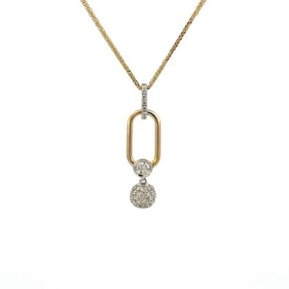 9K Yellow and White Gold Pendant with 51 Round Diamonds TDW 0.52 Carat