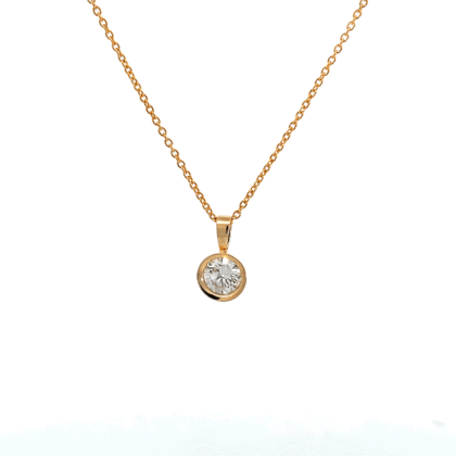 9K Yellow Gold Pendant with Round Lab Grown Diamond 0.79 Carat