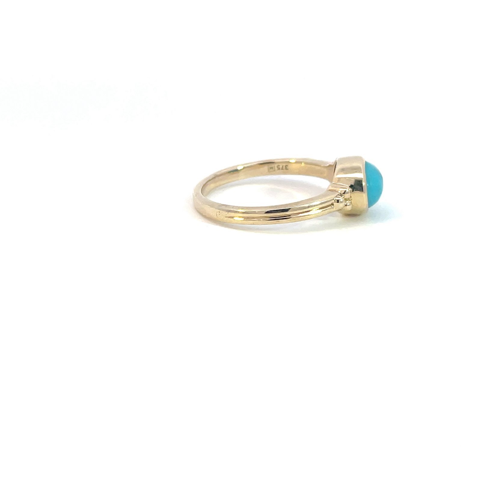9K Yellow Gold Ring with Oval natural Turquoise 1.15 Carat - Image 2