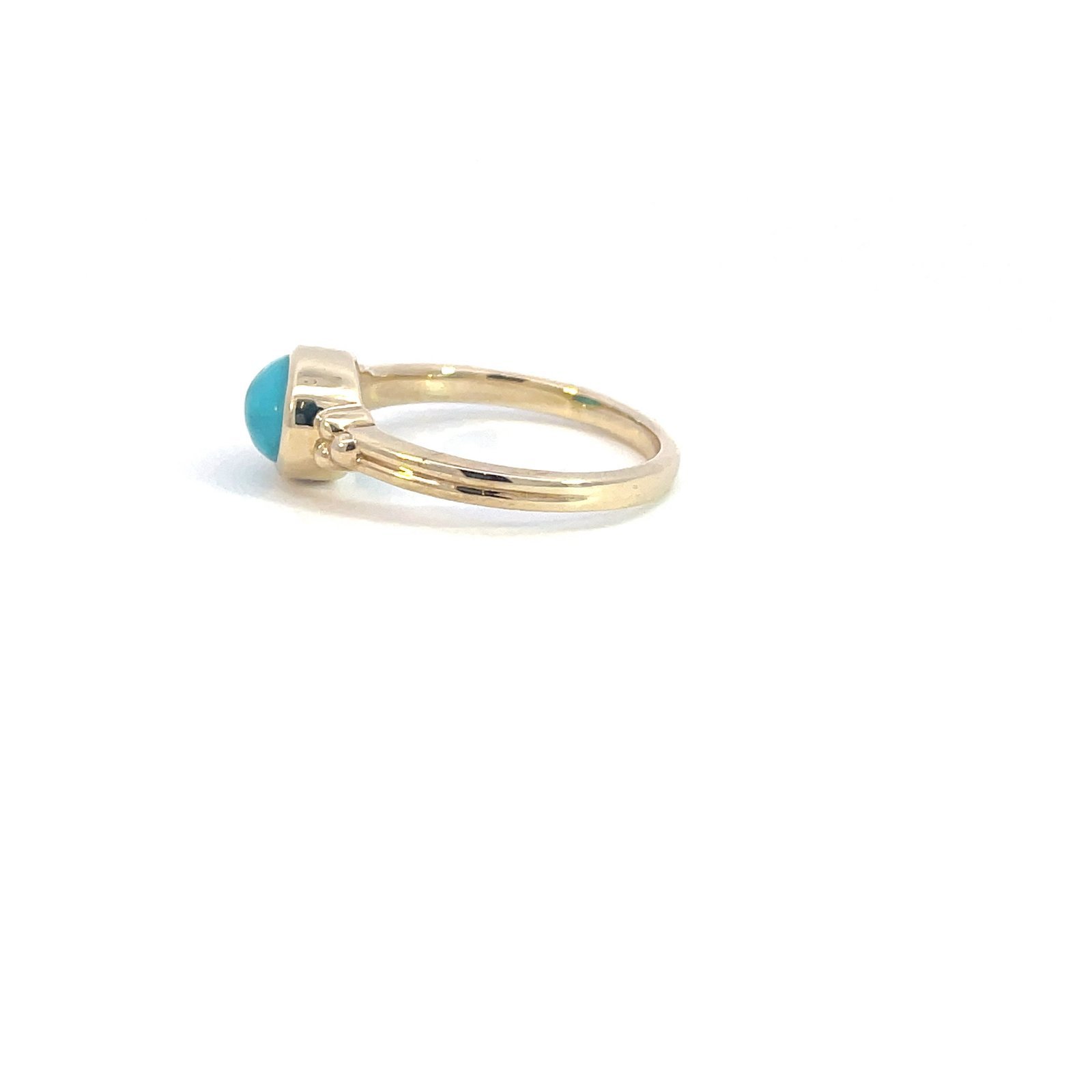 9K Yellow Gold Ring with Oval natural Turquoise 1.15 Carat - Image 3