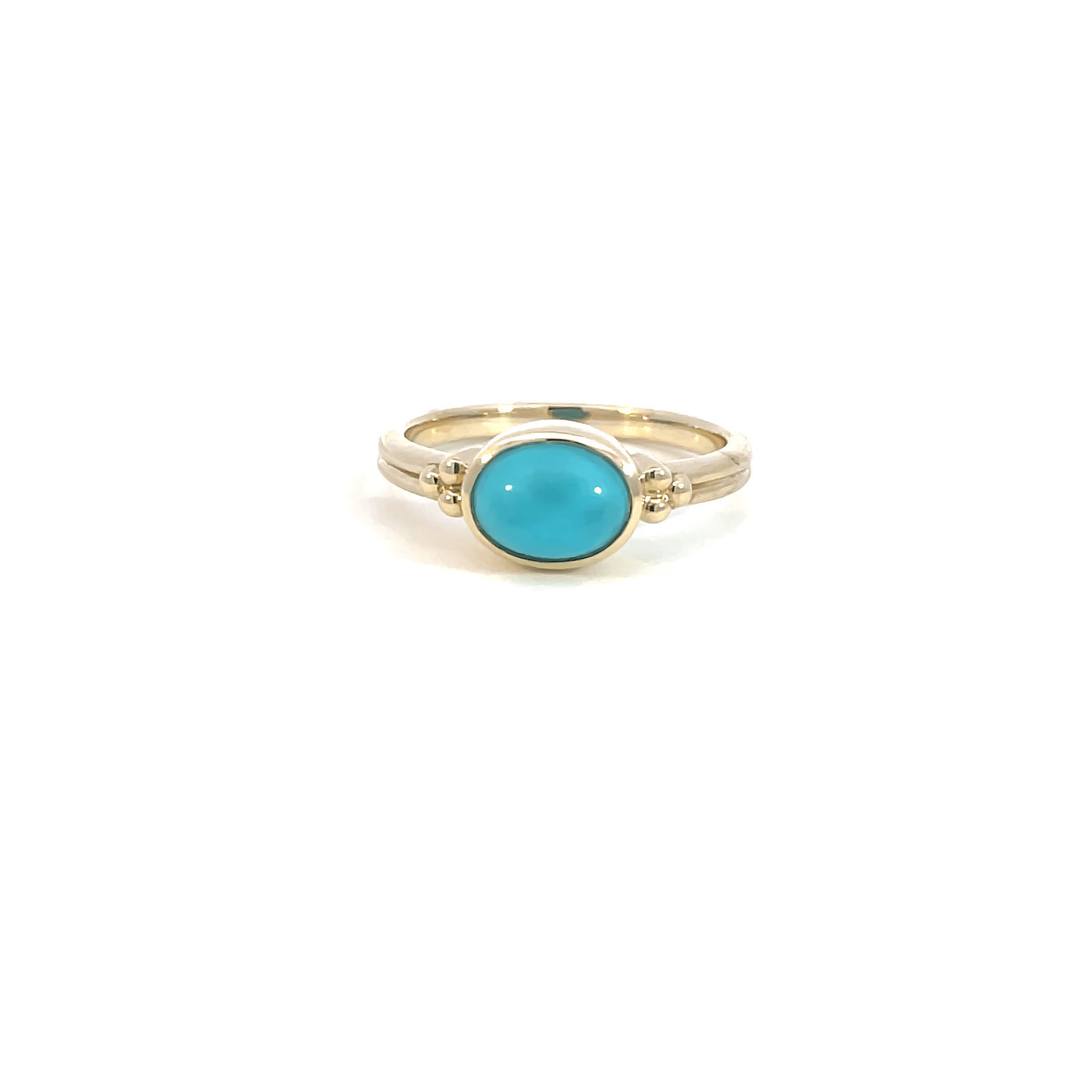 9K Yellow Gold Ring with Oval natural Turquoise 1.15 Carat