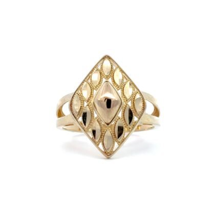 9K Yellow Gold Marquise Pattern Ring