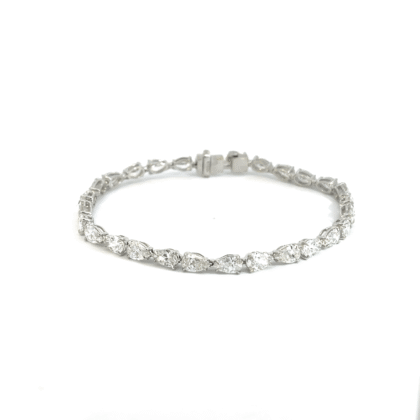 18K White Gold Bracelet with 28 Pear cut Lab Grown Diamonds TDW 9.6 Carat